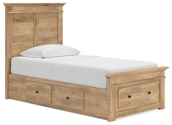 Makidern - Panel Storage Bed #lightbrown #twin #underbedstorageunitandstoragefootboard