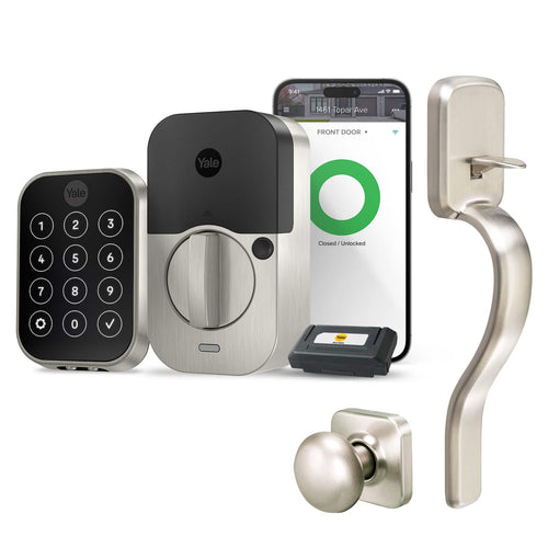 Yale - Assure Lock 2 - Cerradura inteligente sin llave Wi-Fi con cerrojo y teclado táctil - Manija Ridgefield - Níquel satinado