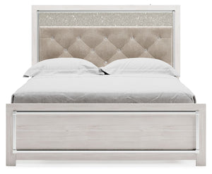 Altyra - Cama queen con paneles y somier de láminas - Blanca