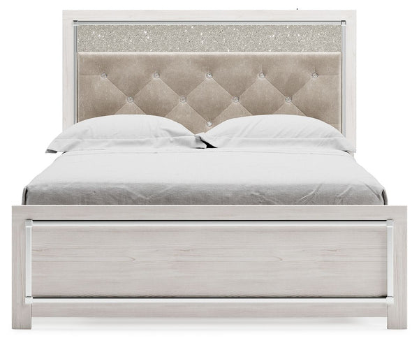 Altyra - Cama queen con paneles y somier de láminas - Blanca