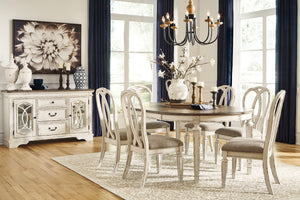 Realyn - Oval Dining Table Set #8pc.table,6ribbonbackchairs,diningroomserver