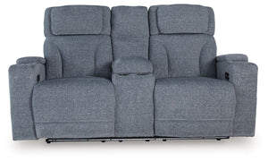Studio Cave - Sofá biplaza reclinable eléctrico con consola - Acero