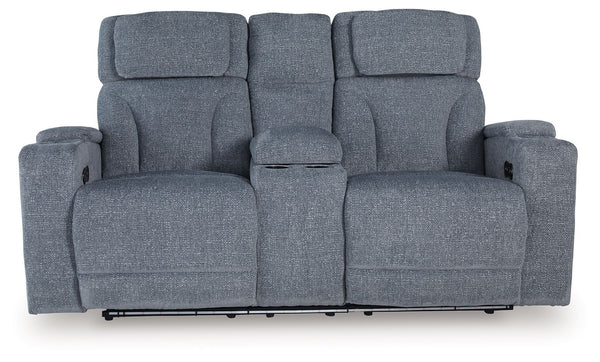 Studio Cave - Sofá biplaza reclinable eléctrico con consola - Acero