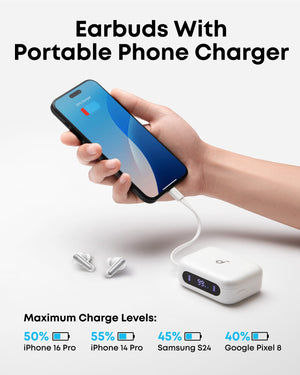 Soundcore - by Anker P41i Bluetooth Wireless In Ear Earbuds with Portable USB-C 3,000mAh Phone Charger - White