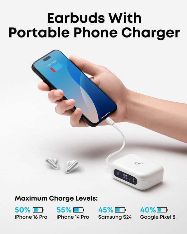 Soundcore - by Anker P41i Bluetooth Wireless In Ear Earbuds with Portable USB-C 3,000mAh Phone Charger - White