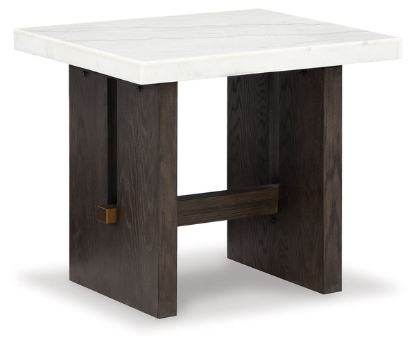 Burkhaus - Mesa Auxiliar Rectangular - Blanco / Marrón Oscuro