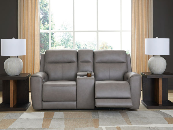 5Z-Comfort - Relaxation - Power Reclining Loveseat with Console / Adj Headrest #gray