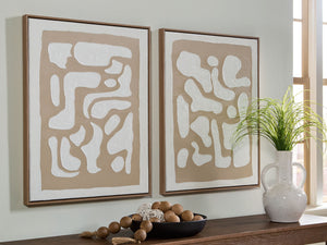 Waldett - Set de arte de pared (2 piezas) - Beige / Blanco