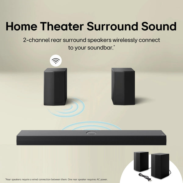 LG - 5.1.1-Channel S70TR Home Theater Soundbar with Wireless Subwoofer and Rear Speakers, Dolby Atmos, WOW Orchestra - Black