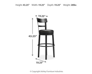 Valebeck - Tall Upholstered Swivel Barstool #black