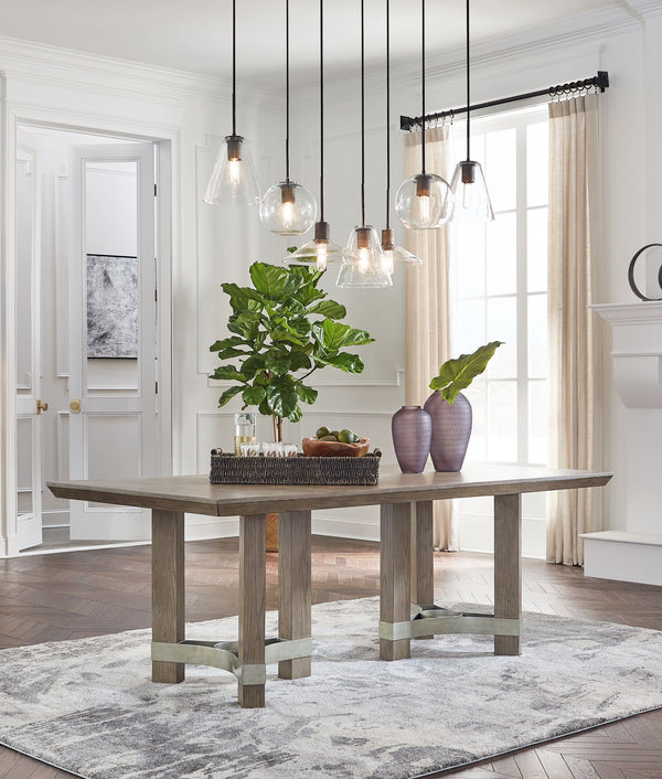 Chrestner - Mesa de comedor rectangular - Gris