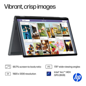 HP - OmniBook X Flip 2-in-1 - Copilot+ PC - 16" 2K Touch-Screen Laptop - Intel Core Ultra 7 256V '24 - 16GB Memory - 1TB SSD - Eclipse Gray