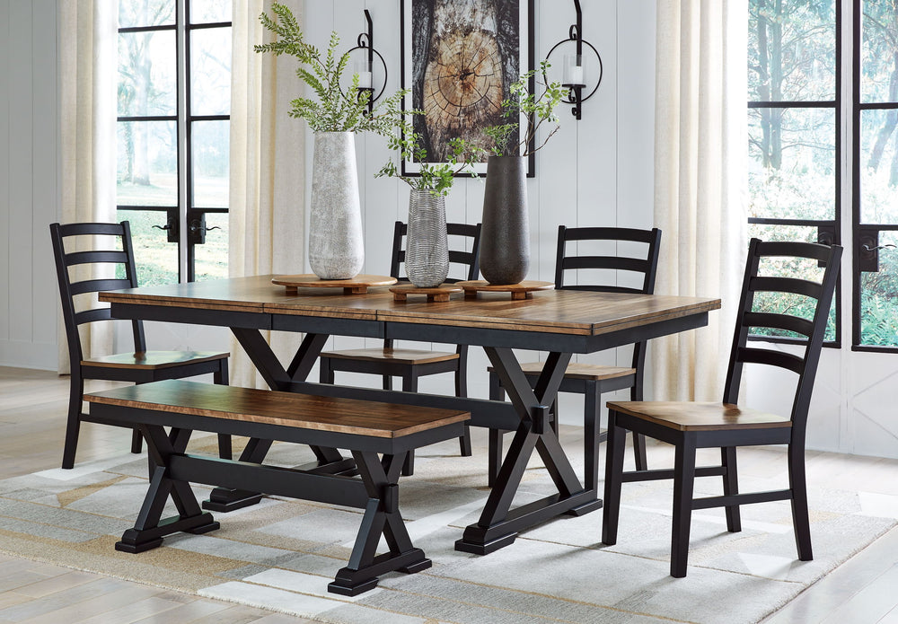Wildenauer - Dining Room Set #6pc.table,4chairs,bench