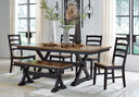 Wildenauer - Dining Room Set #6pc.table,4chairs,bench