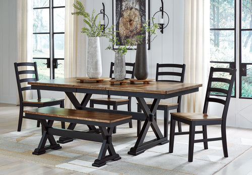 Wildenauer - Dining Room Set #6pc.table,4chairs,bench