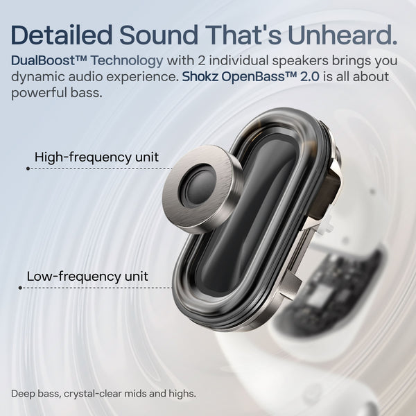 Shokz - OpenFit 2+ Open-Ear True Wireless Bluetooth Earbuds - Stone Blue