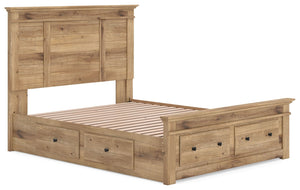 Makidern - Panel Storage Bed #lightbrown #queen #2underbedstorageunitsandstoragefootboard