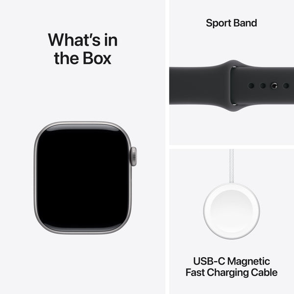 Apple Watch Series 11 (GPS) 42mm Space Gray Aluminum Case with Black Sport Band - M/L - Space Gray - (2025)