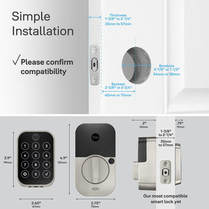 Yale - Assure Lock 2 - Cerradura inteligente sin llave Wi-Fi con cerrojo y teclado táctil - Manija Ridgefield - Níquel satinado