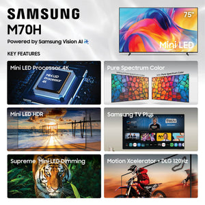 Samsung - 75" Class M70H Series Mini LED 4K UHD SamsungVision AI Smart Tizen TV (2026)