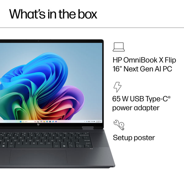 HP - OmniBook X Flip 2-in-1 - Copilot+ PC - 16" 2K Touch-Screen Laptop - Intel Core Ultra 7 256V '24 - 16GB Memory - 1TB SSD - Eclipse Gray