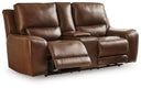 DeepWakes - Power Reclining Loveseat / Console / Adjustable Headrest #darkbrown