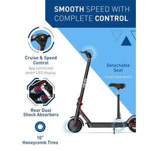 HiBoy - KS4 Pro Foldable Electric Scooter w/ 25 mi Max Operating Range & 19 mph Max Speed - Black