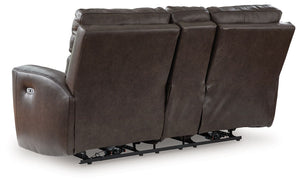 Crossplex - Sofá de dos plazas reclinable eléctrico / Consola / Reposacabezas ajustable - Smoke