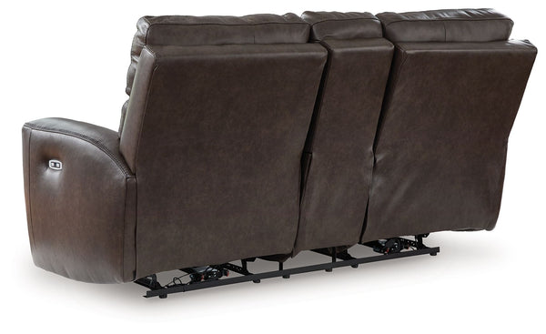 Crossplex - Sofá de dos plazas reclinable eléctrico / Consola / Reposacabezas ajustable - Smoke