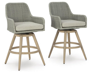 Seton Creek - Taburete de bar con cojín (juego de 2) - Beige / Gris