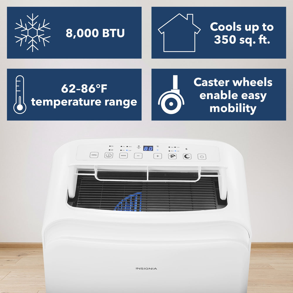 Insignia™ - 350 Sq. Ft. 8,000 BTU Portable Air Conditioner - White