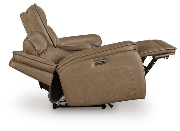 Glencroft - Sofá biplaza reclinable eléctrico con consola/reposacabezas ajustable - Sahara