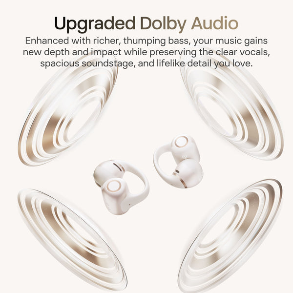 Shokz - OpenDots 2 Open-Ear Clip On True Wireless Bluetooth Earbuds - Pearl White