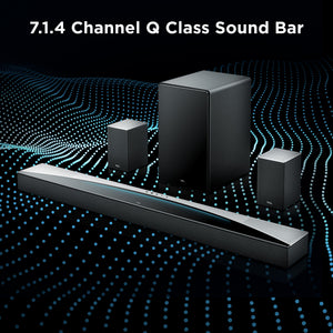 TCL - Q85H Q Class 7.1.4 Channel Sound Bar with Dolby Atmos, Wireless Subwoofer, and Wireless Surround Speakers - Black