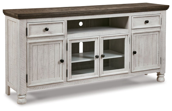Havalance - Mueble de TV extragrande - 4 puertas - Marrón/Beige