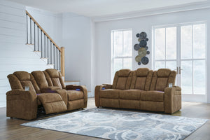 Wolfridge - Juego de 2 piezas - Sofá reclinable eléctrico, sofá biplaza reclinable eléctrico con consola - Brindle