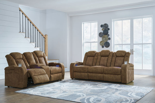 Wolfridge - Juego de 2 piezas - Sofá reclinable eléctrico, sofá biplaza reclinable eléctrico con consola - Brindle