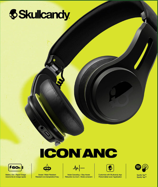 Skullcandy - Icon ANC Over-the-Ear Noise Canceling Wireless Headphones - Black