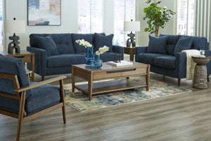 Bixler - Living Room Set #blue #3pc.sofa,loveseat,chair