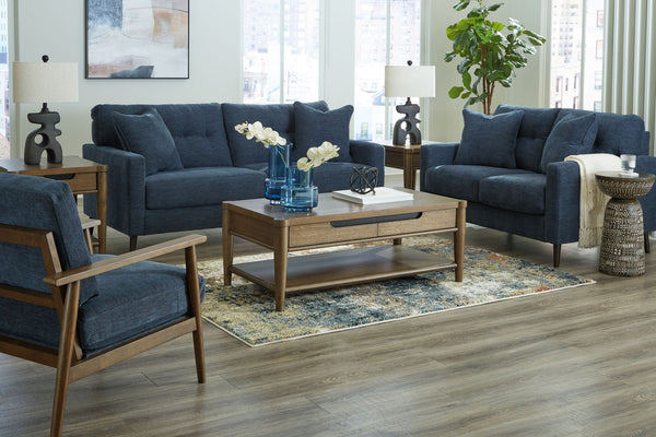 Bixler - Living Room Set #blue #3pc.sofa,loveseat,chair