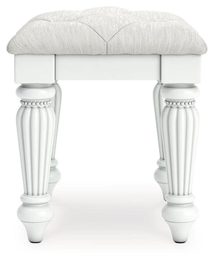 Kozlani - Taburete tapizado Vanity - Blanco