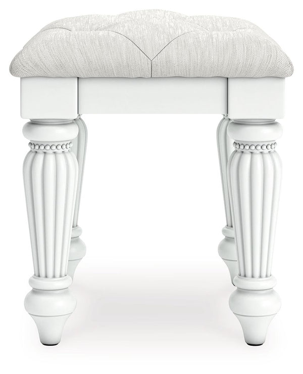 Kozlani - Taburete tapizado Vanity - Blanco