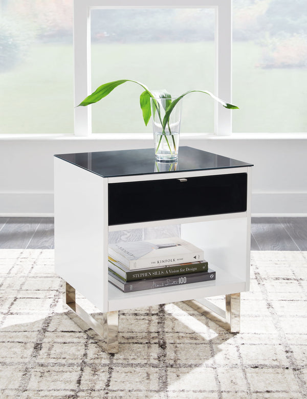 Gardoni - Mesa auxiliar rectangular - Blanco / Negro