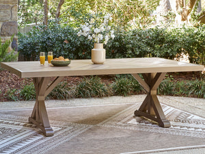 Laguna Heights - Mesa de comedor rectangular con opción para sombrilla - Beige