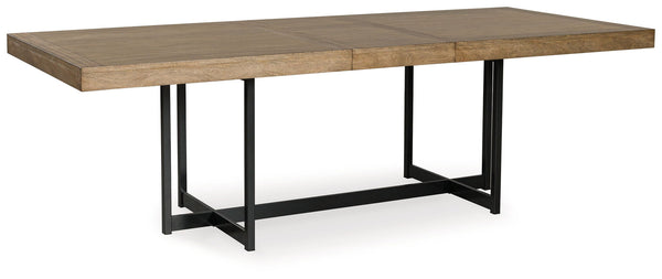 Tomtyn - Mesa de comedor rectangular extensible - Marrón claro