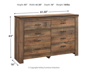 Trinell - Cómoda de seis cajones - 61.34" x 15.98" x 42.99" - Marrón oscuro