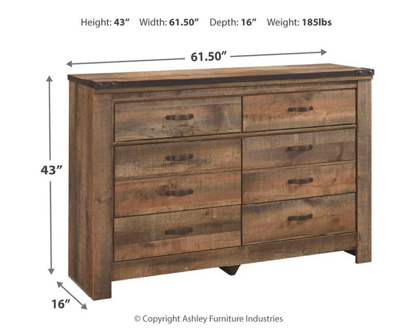 Trinell - Cómoda de seis cajones - 61.34" x 15.98" x 42.99" - Marrón oscuro