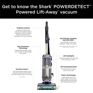 Shark - PowerDetect Upright Vacuum with DuoClean Detect Technology, Self-Cleaning Brushroll, and XL Dustcup - Eggplant
