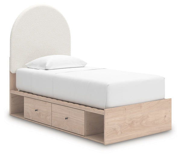 Arloster - Upholstered Panel Bed #twin #sidestorageunit
