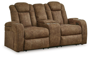 Wolfridge - Sofá biplaza reclinable eléctrico con consola/reposacabezas ajustable - Brindle